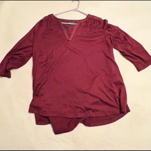 Wine color Henley shirt.